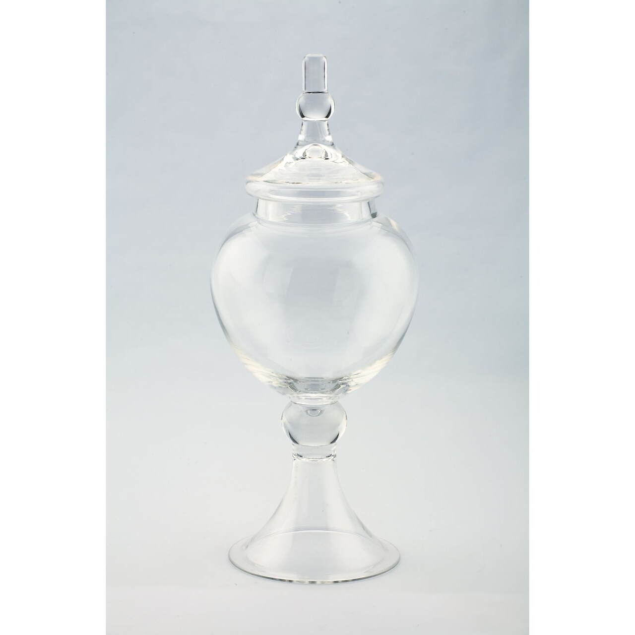 CC Home Furnishings Hand-Blown Glass Jar with Finial Lid - 16.5” - Clear